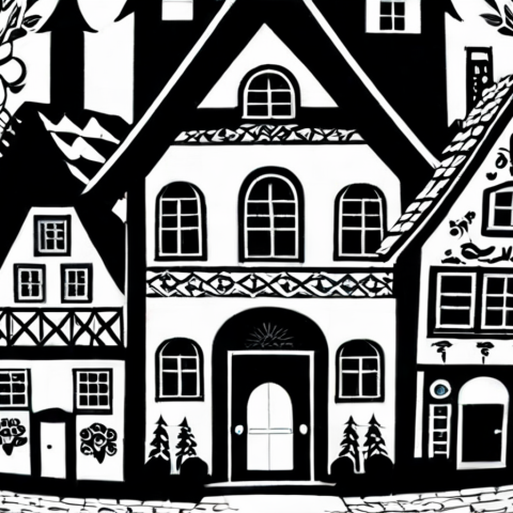Scherenschnitt - German Paper Cutting Art**

"A detailed and intricate German Scherenschnitt (paper cutting) design depicting a traditional Bavarian village scene with houses, trees, and people in traditional Tracht attire, fully clothed, appropriate content, safe for work, black and white paper art, perfect anatomy, natural proportions, professional, family-friendly, close-up view, high detail, sharp focus."

**
