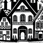 Scherenschnitt - German Paper Cutting Art**

"A detailed and intricate German Scherenschnitt (paper cutting) design depicting a traditional Bavarian village scene with houses, trees, and people in traditional Tracht attire, fully clothed, appropriate content, safe for work, black and white paper art, perfect anatomy, natural proportions, professional, family-friendly, close-up view, high detail, sharp focus."

**