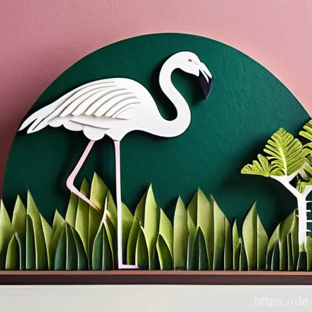 종이공예 작품을 위한 색상 조합 - **"Dark and Mossy with Electric Flamingo Accents, Textured Paper Craft"**
    A serene and natural p...
