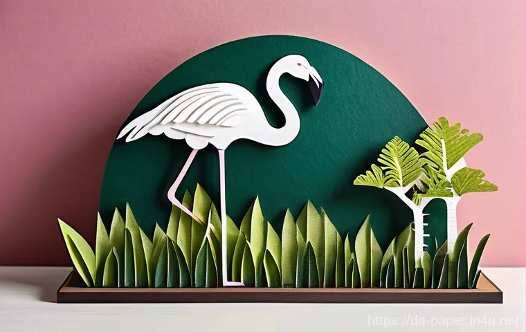 종이공예 작품을 위한 색상 조합 - **"Dark and Mossy with Electric Flamingo Accents, Textured Paper Craft"**
A serene and natural p...
