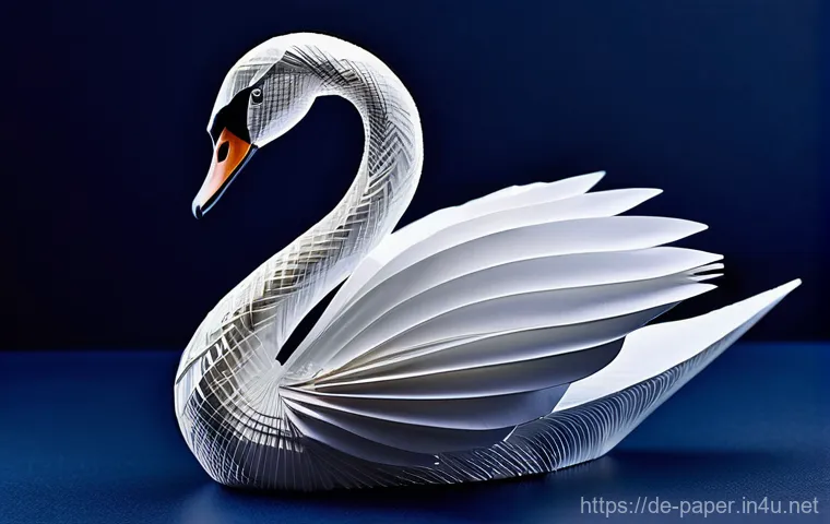 종이공예 기법 유형 - **Origami Masterpiece:**
"A stunning, highly detailed close-up shot of an intricate origami mode...