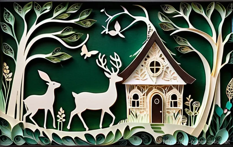 종이 예술의 역사 - Prompt 1: "Filigree Forest Tale"**