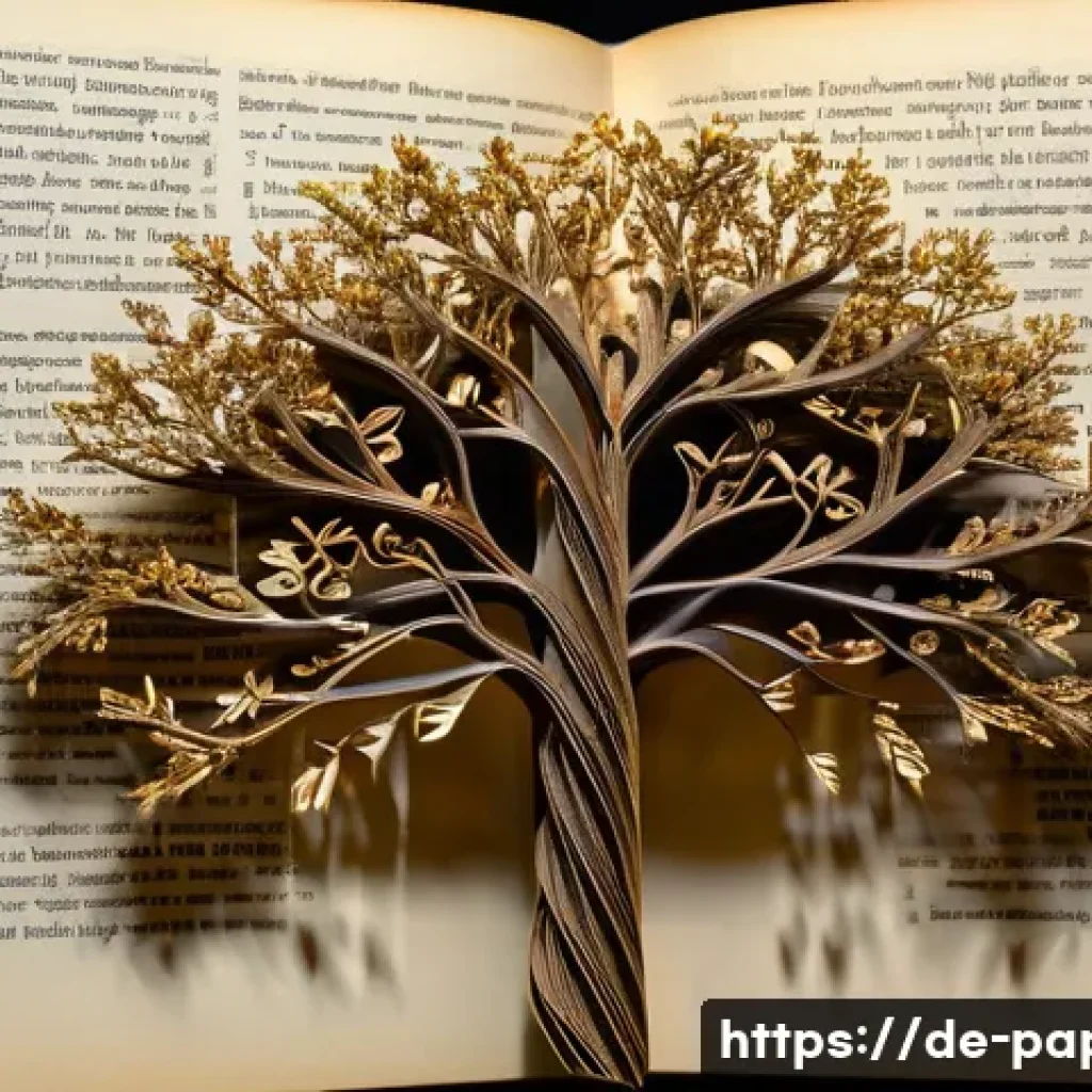 종이공예로 꾸미는 책 - **Prompt for Folded Book Sculpture:**
    "A close-up, highly detailed shot of a meticulously folded...