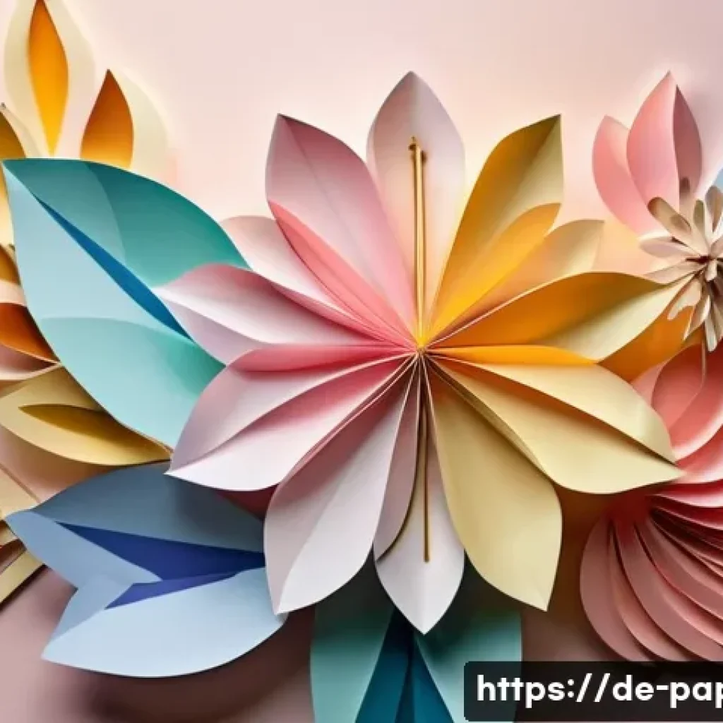 종이공예로 만드는 그림 - **Prompt:** A highly detailed and intricate 3D paper sculpture resembling a blossoming floral arrang...