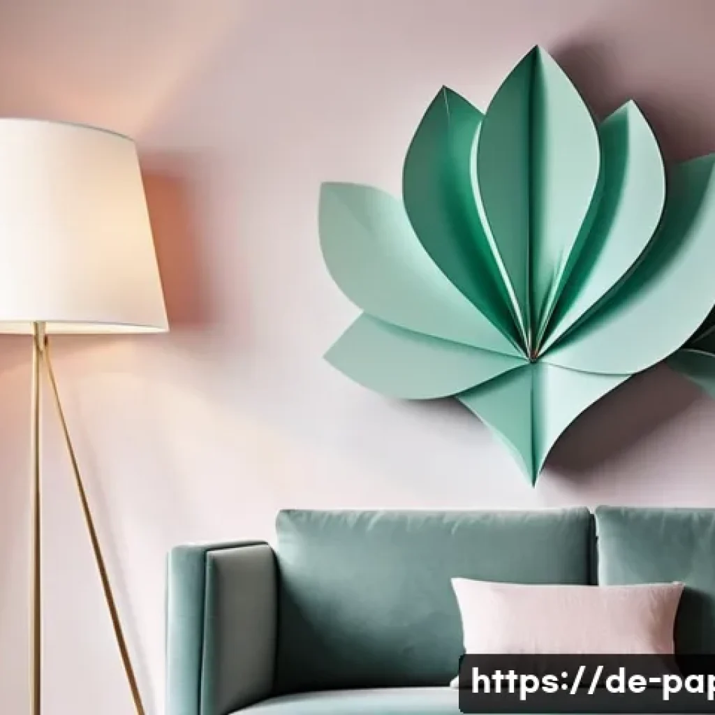 종이공예 응용 분야 - **Aesthetic Living Room Decor with Paper Art:**
    A sophisticated and minimalist living room bathe...