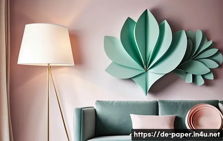 종이공예 응용 분야 - **Aesthetic Living Room Decor with Paper Art:**
A sophisticated and minimalist living room bathe...