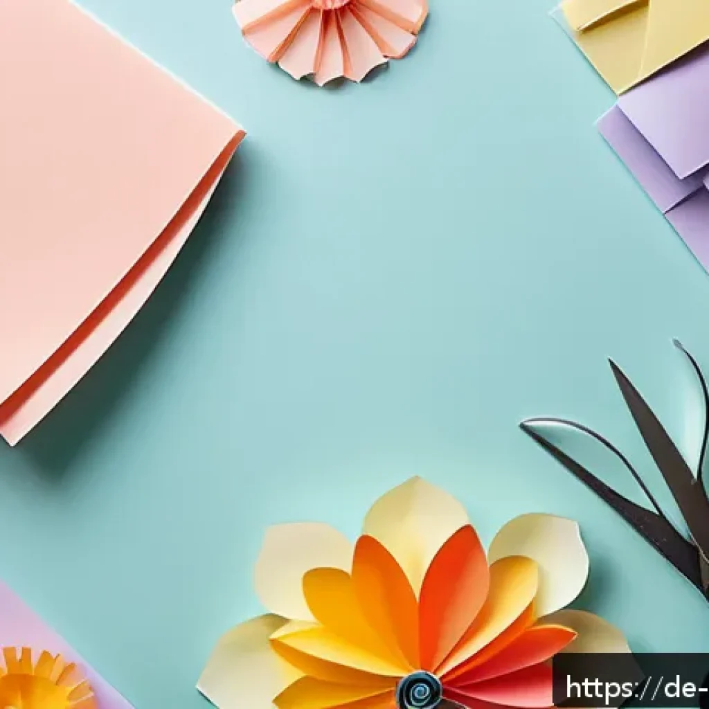 종이공예 DIY 키트 - A cozy craft workspace with a well-lit wooden table featuring a variety of colorful papers including...