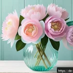 Home 19 종이꽃 만들기 - A delicate bouquet of handmade paper flowers crafted from translucent crepe paper in soft pastel sha...