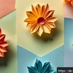 Home 23 종이 아트에서의 색채 사용 - A detailed close-up of a delicate origami flower arrangement made from textured watercolor paper, fe...